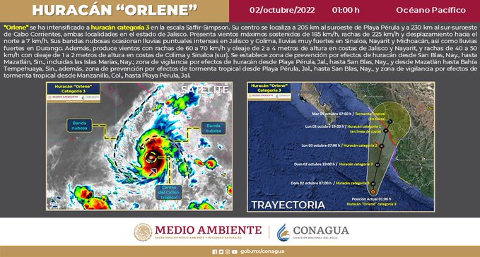 Orlene llega a costas de México como huracán categoría 4