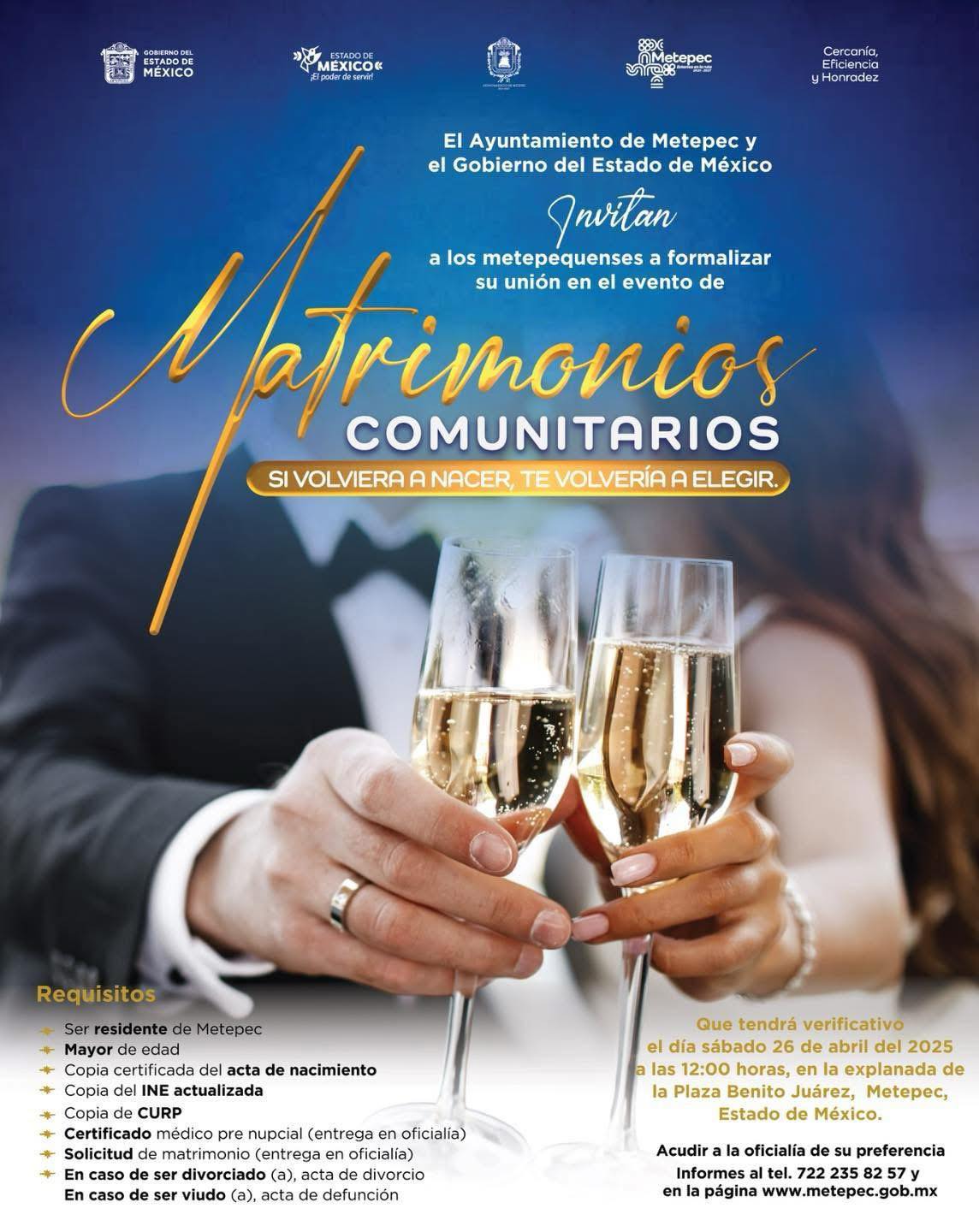 Metepec invita a jornada de matrimonios comunitarios