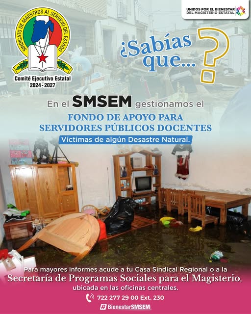 Fondo de Apoyo del SMSEM para Docentes Víctimas de Desastres Naturales
