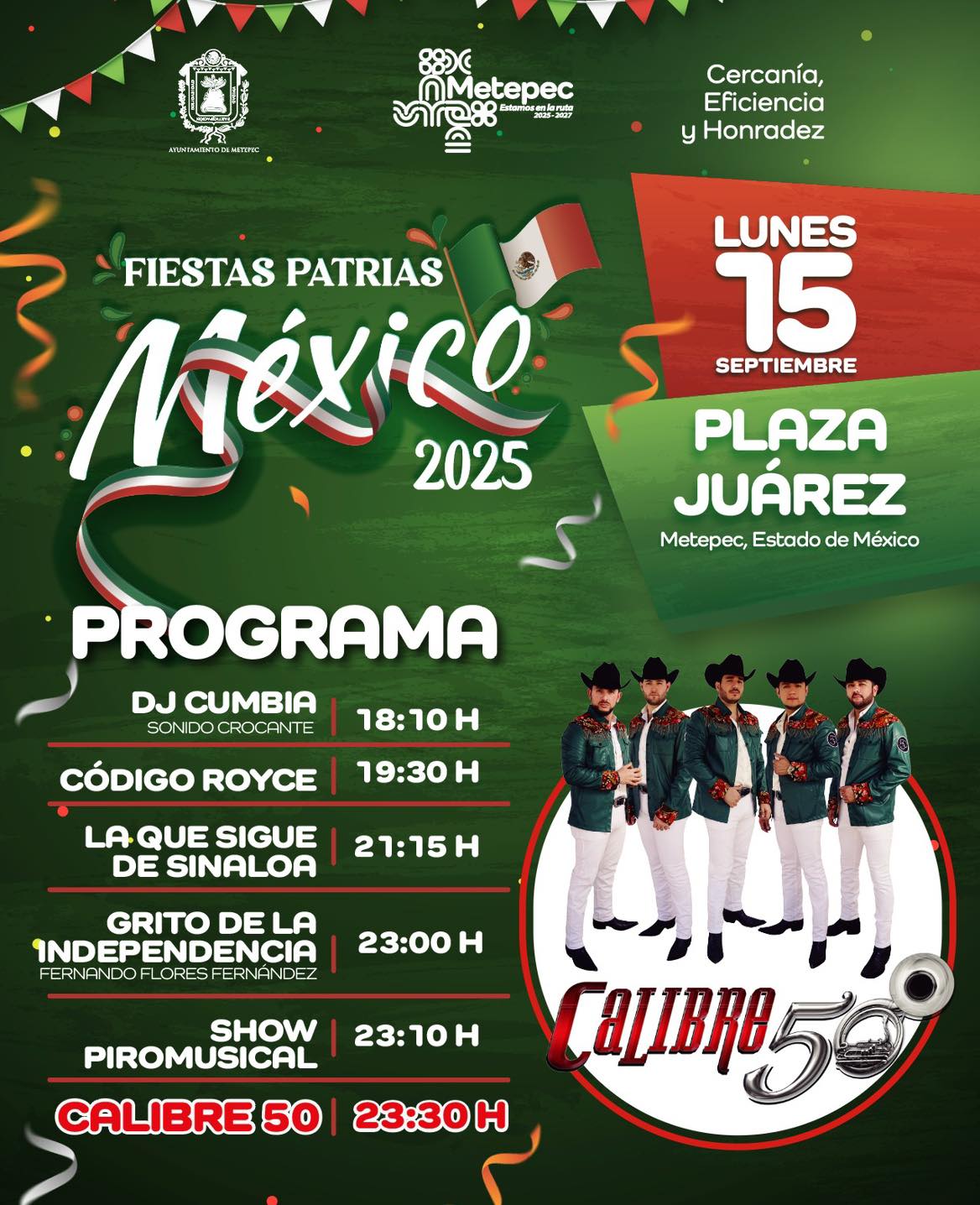 Metepec presenta programa de eventos para las Fiestas Patrias 2025