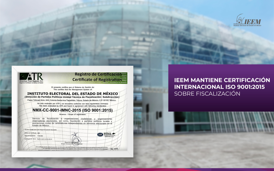 IEEM renueva certificación de fiscalización