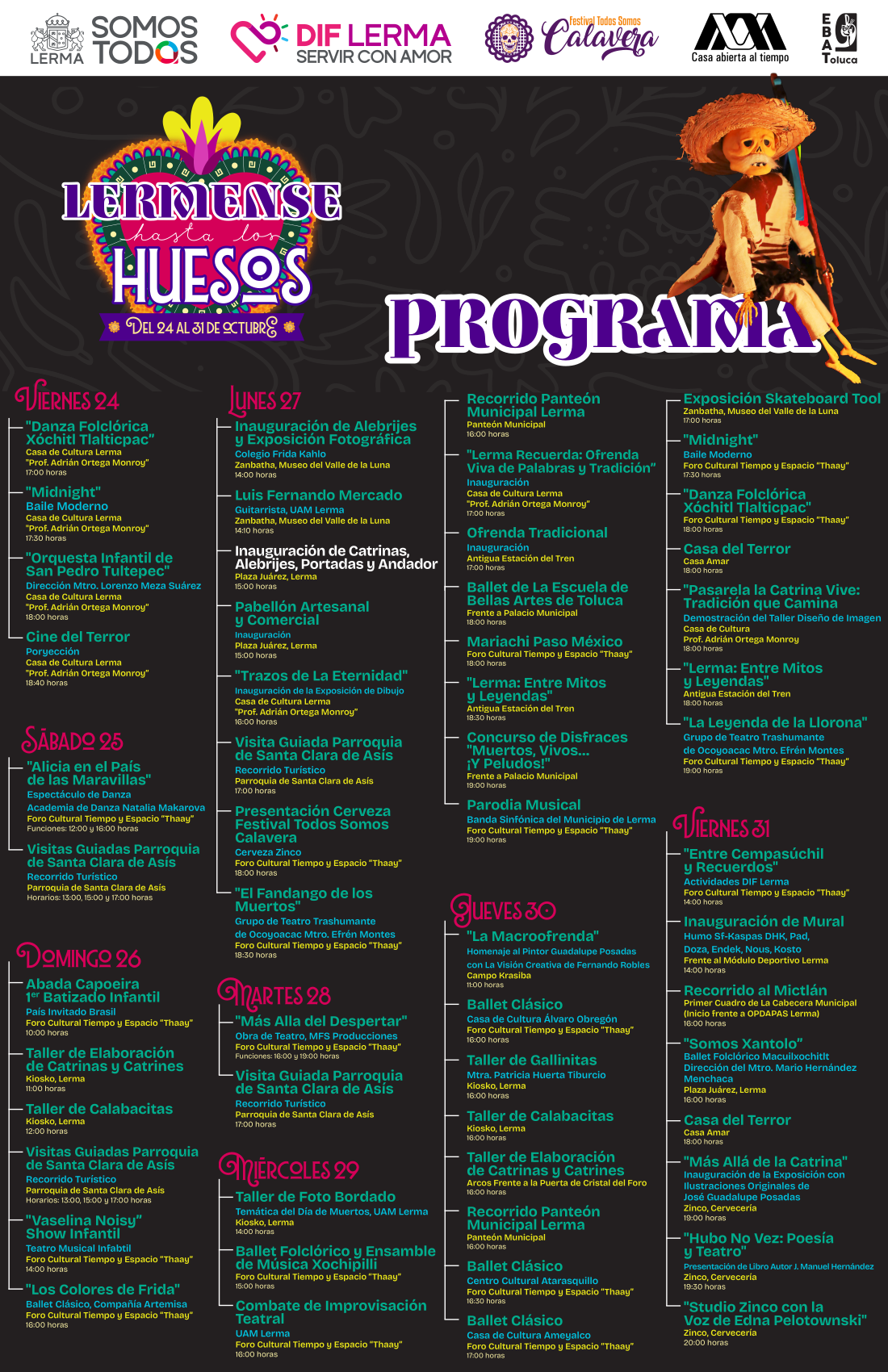 Programa del festival de Lerma Todos Somos Calavera 2025