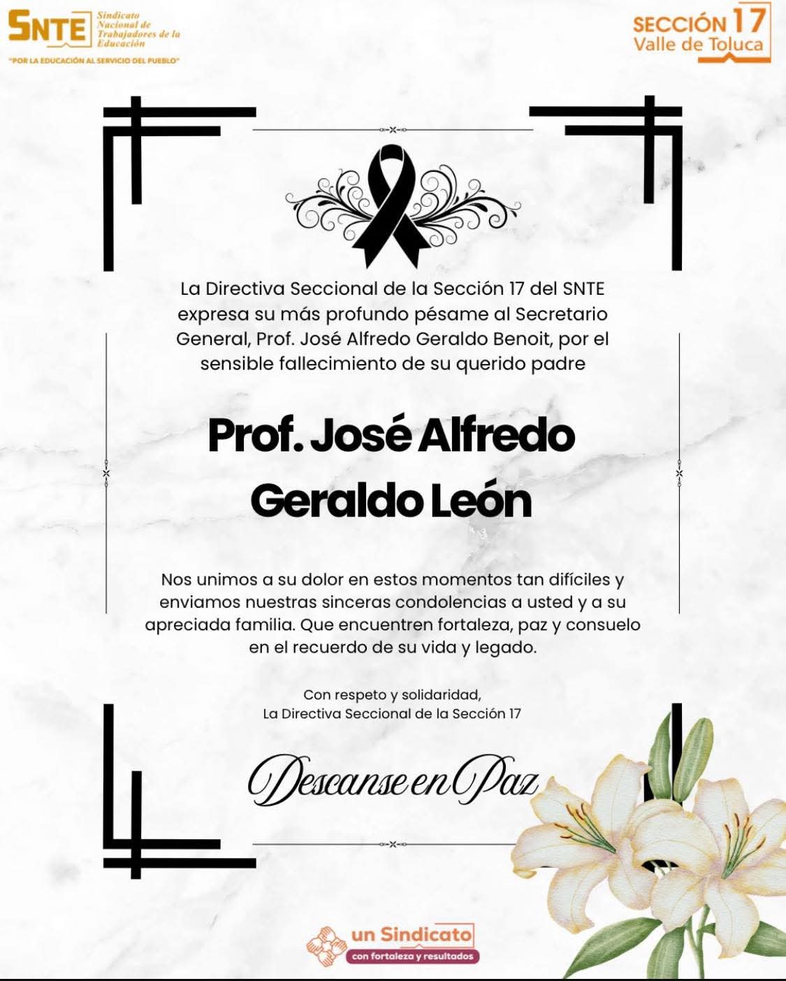 D.E.P. José Alfredo Geraldo León