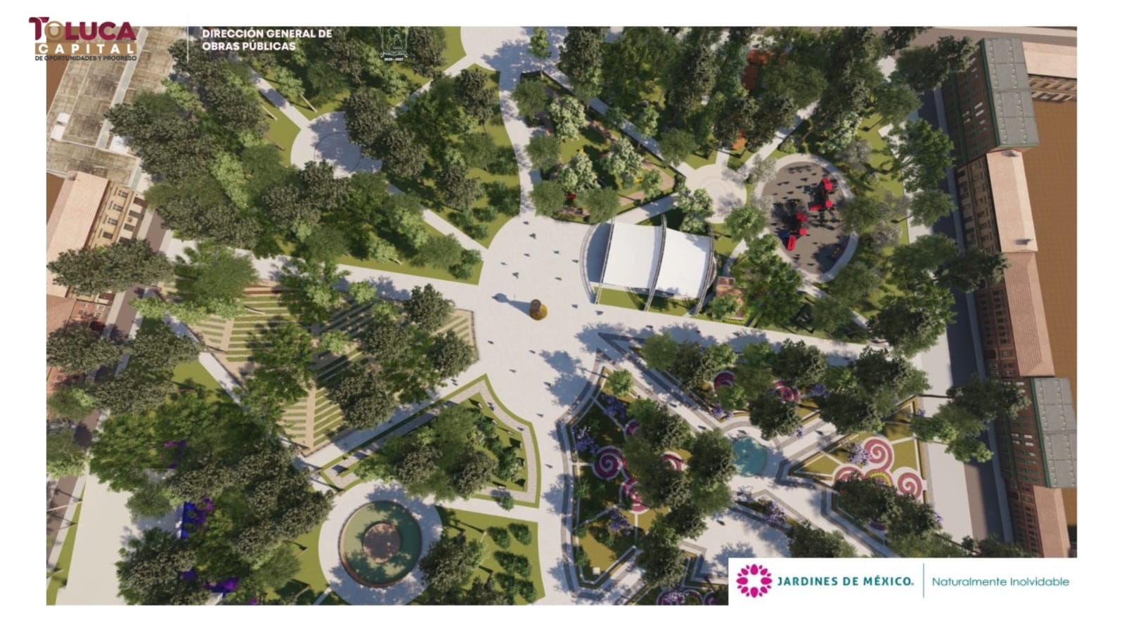 Alameda de #Toluca se renueva sin mover estatua de Cuauhtémoc