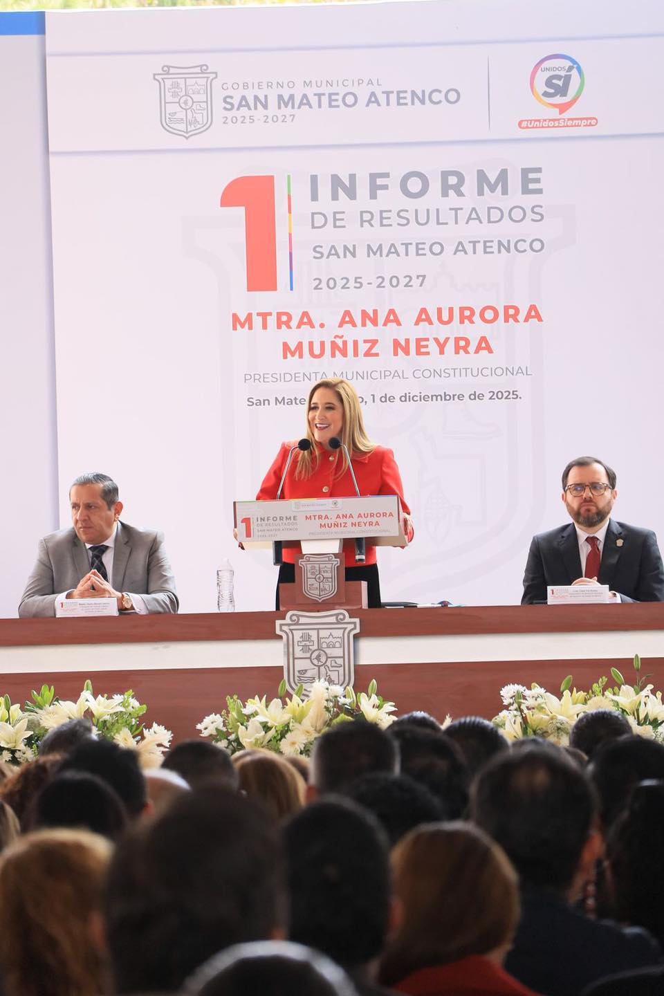 Primer Informe de Ana Muñiz Neyra destaca avances en obras y seguridad en San Mateo Atenco
