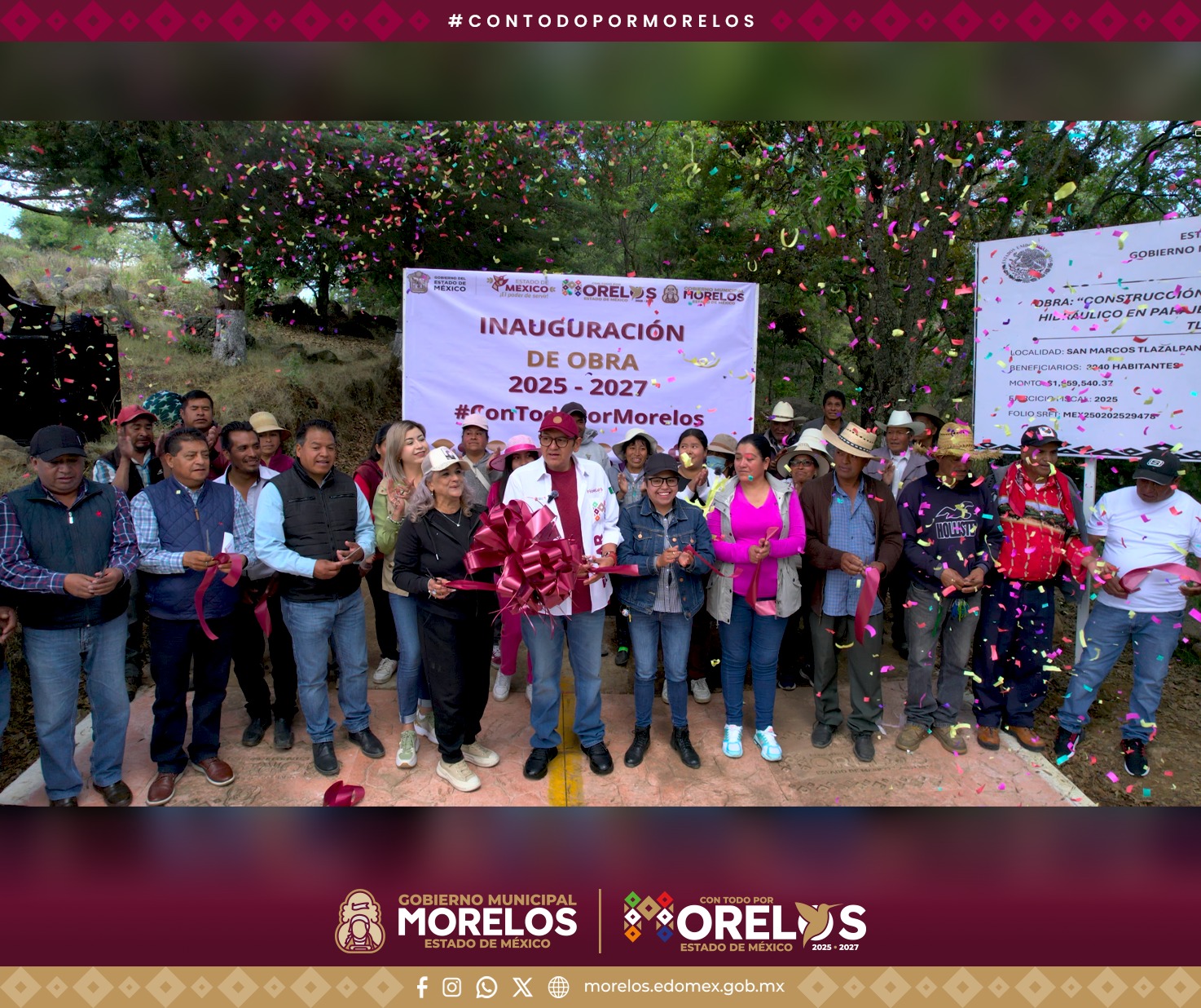 Alcalde de Morelos, Edoméx, entrega tres nuevos puentes y pavimentación hidráulica