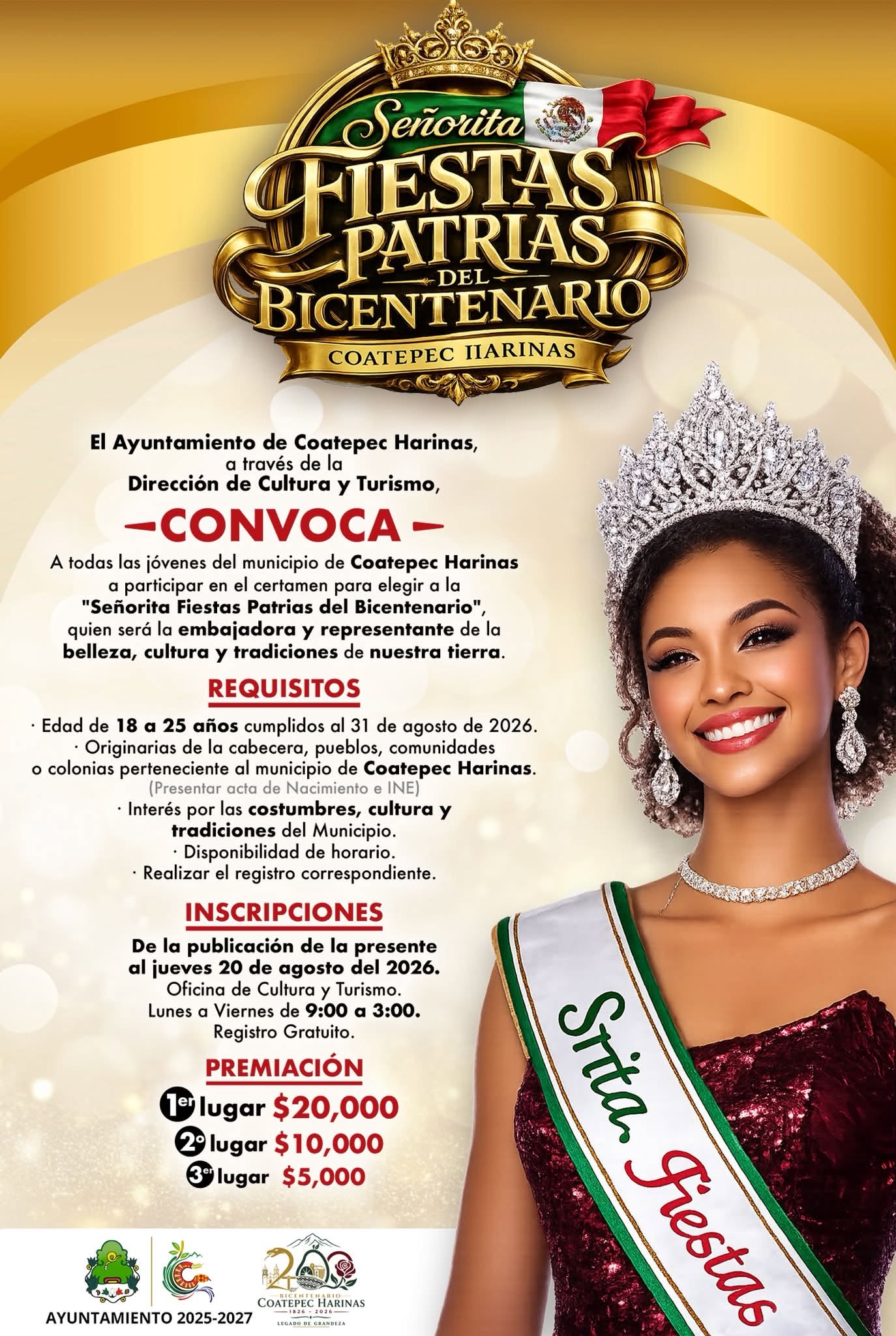 Coatepec Harinas abre certamen “Señorita Fiestas Patrias del Bicentenario”