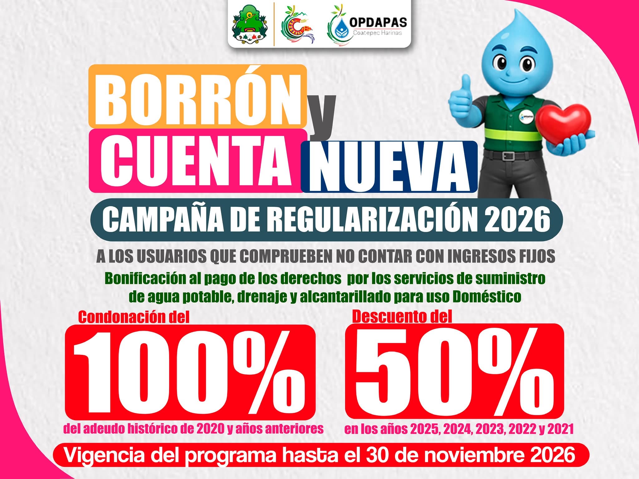 Campaña de regularización en adeudos de agua en Coatepec Harinas