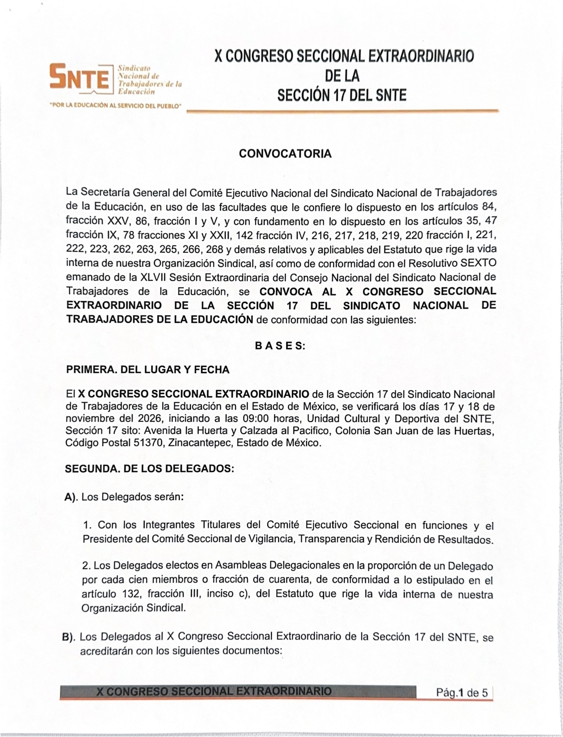 X Congreso Seccional de la Sección 17 del SNTE